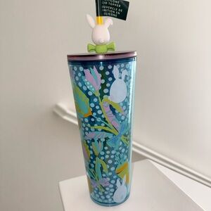 Starbucks 2025 Easter Bunny Floral Tumbler with Lid Topper 24oz
